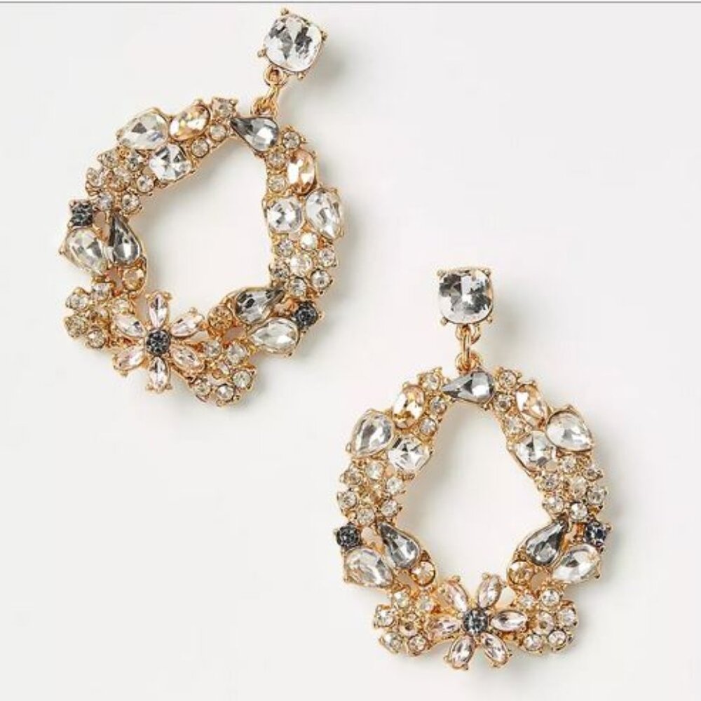 NEW - Crystal Floral Wreath Drop Earrings
